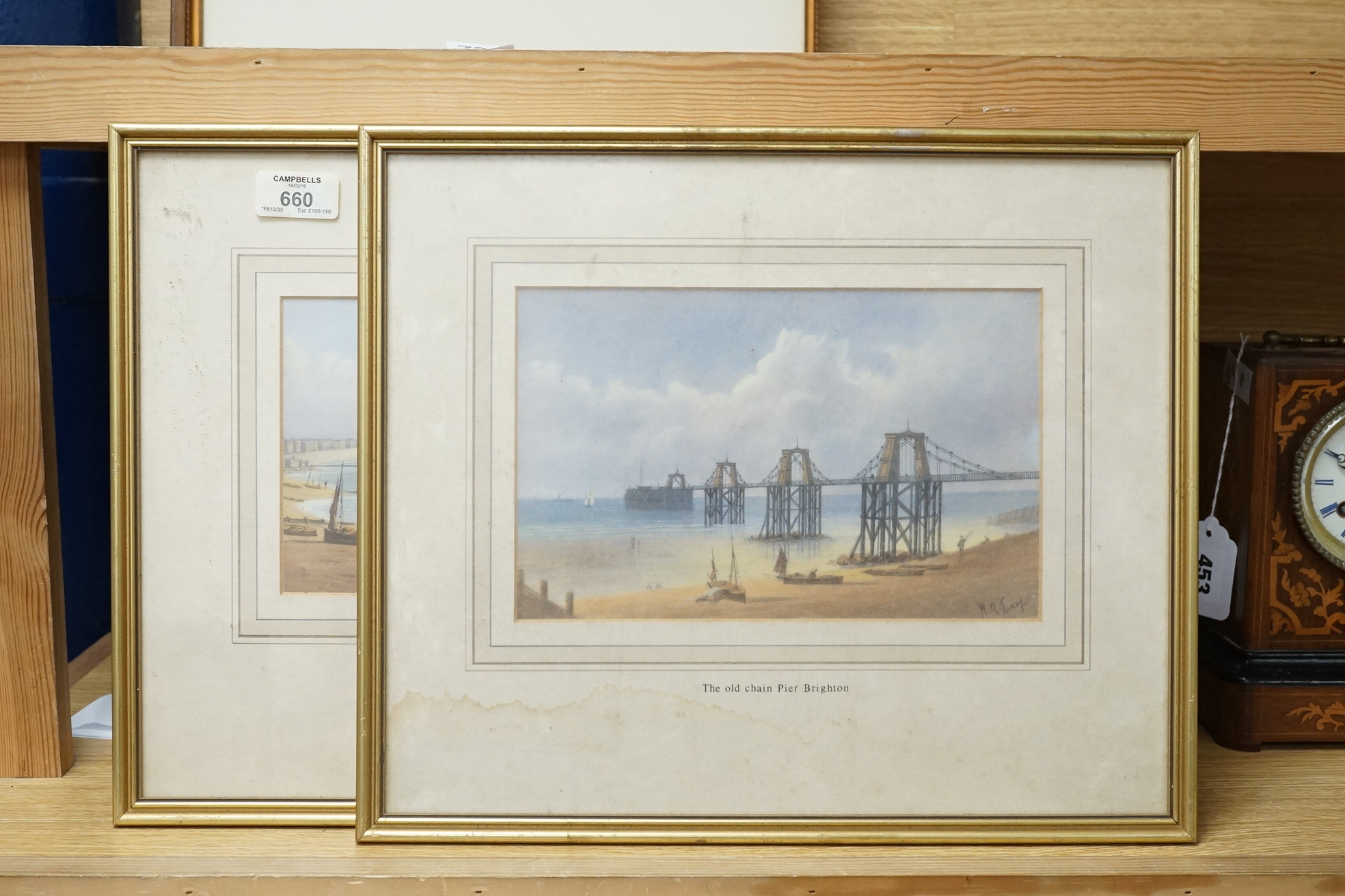William Henry Earp (1831-1914), pair of watercolours, Old Brighton and the Old Chain Pier, Brighton, each signed, 17 x 23cm. Condition - fair, would benefit from a clean